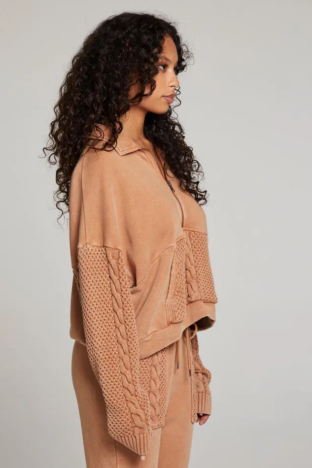 Womens Chaser Brand Tops Joe Toffee Half Zip