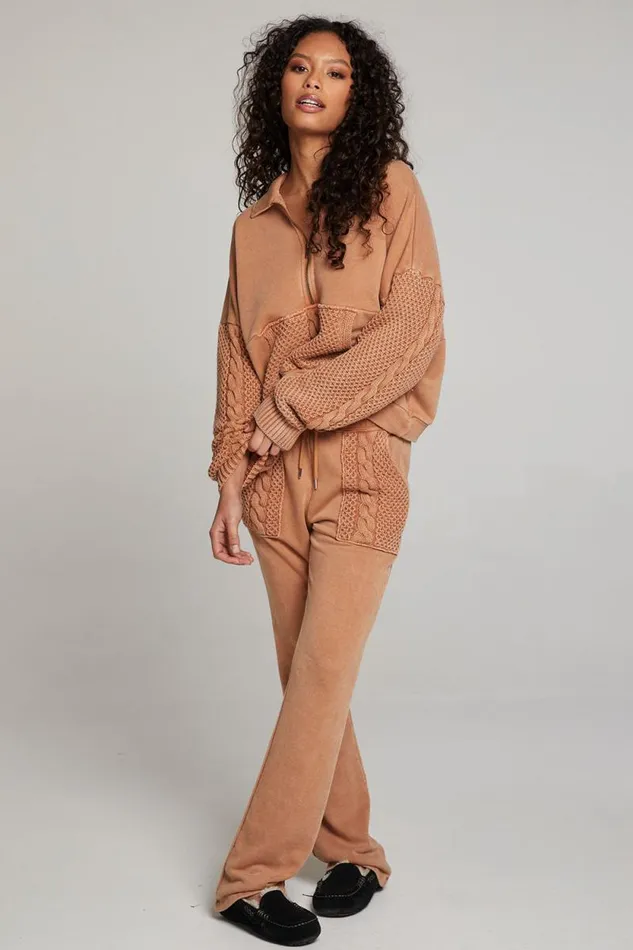 Womens Chaser Brand Tops Joe Toffee Half Zip