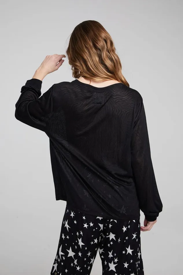 Womens Chaser Brand Tops Kara Shadow Black Long Sleeve