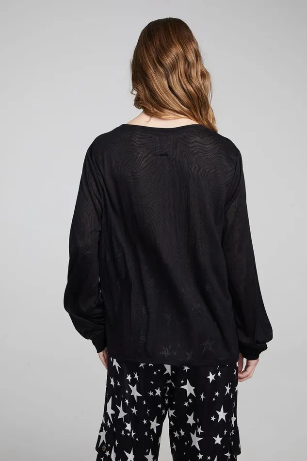 Womens Chaser Brand Tops Kara Shadow Black Long Sleeve