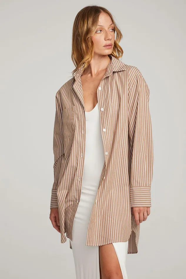 Womens Chaser Brand Tops Kerstin Whiskey Stripe Button Down
