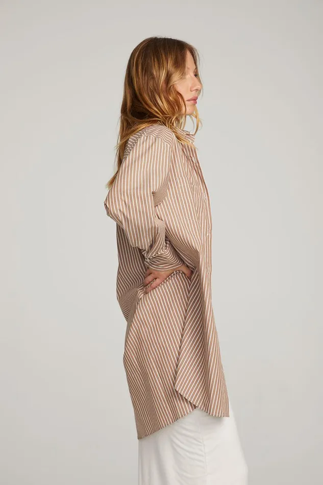 Womens Chaser Brand Tops Kerstin Whiskey Stripe Button Down