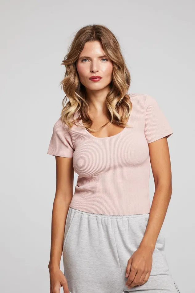 Womens Chaser Brand Tops Leah Peach Whip Tee