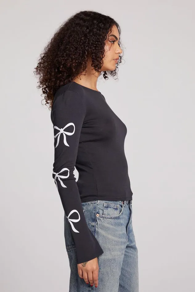 Womens Chaser Brand Tops Love Bows Long Sleeve