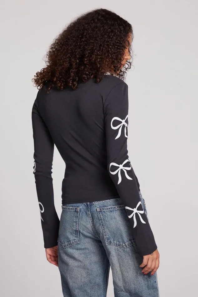 Womens Chaser Brand Tops Love Bows Long Sleeve