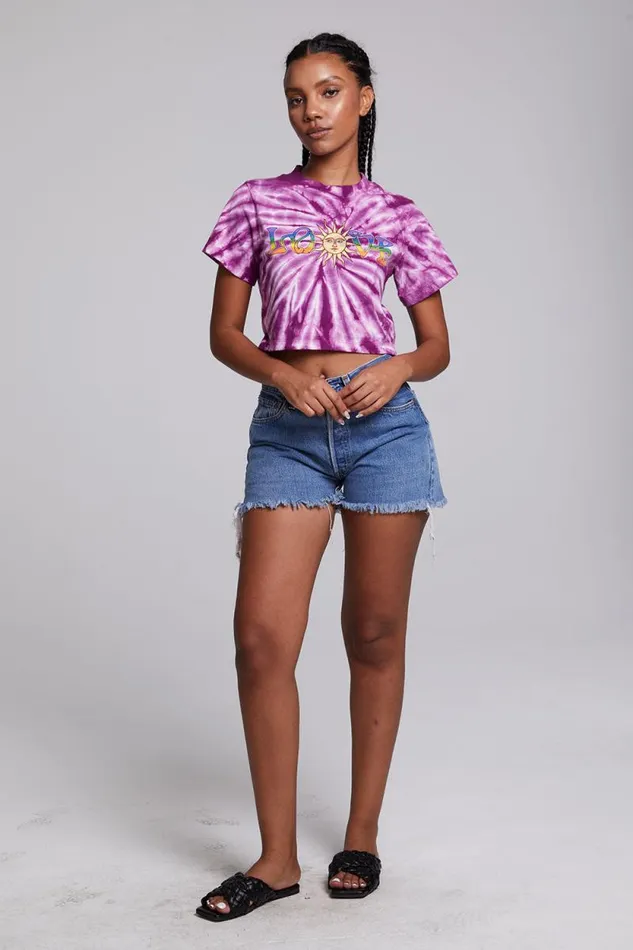 Womens Chaser Brand Tops Love Sun Crop Crew Neck Tee