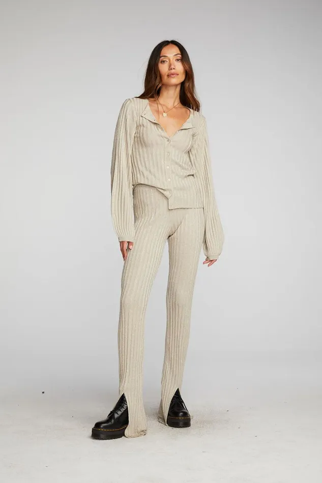 Womens Chaser Brand Tops Lurex Rib Knit Long Sleeve Tunic