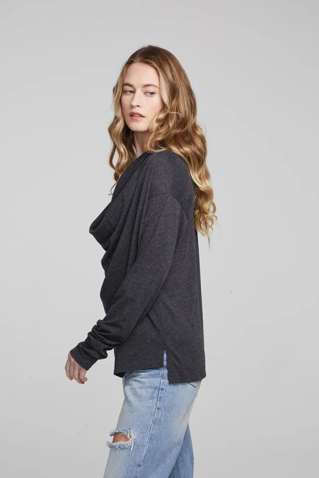 Womens Chaser Brand Tops Mela Shadow Black Long Sleeve