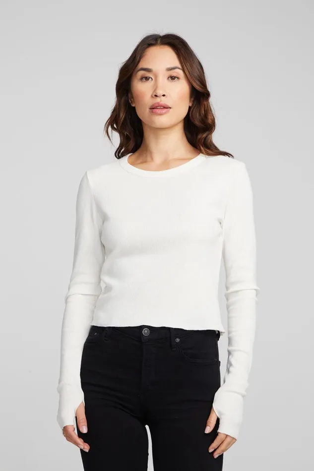 Womens Chaser Brand Tops Moonlight Bright White Long Sleeve
