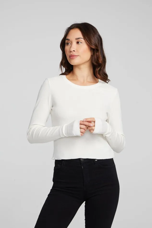 Womens Chaser Brand Tops Moonlight Bright White Long Sleeve