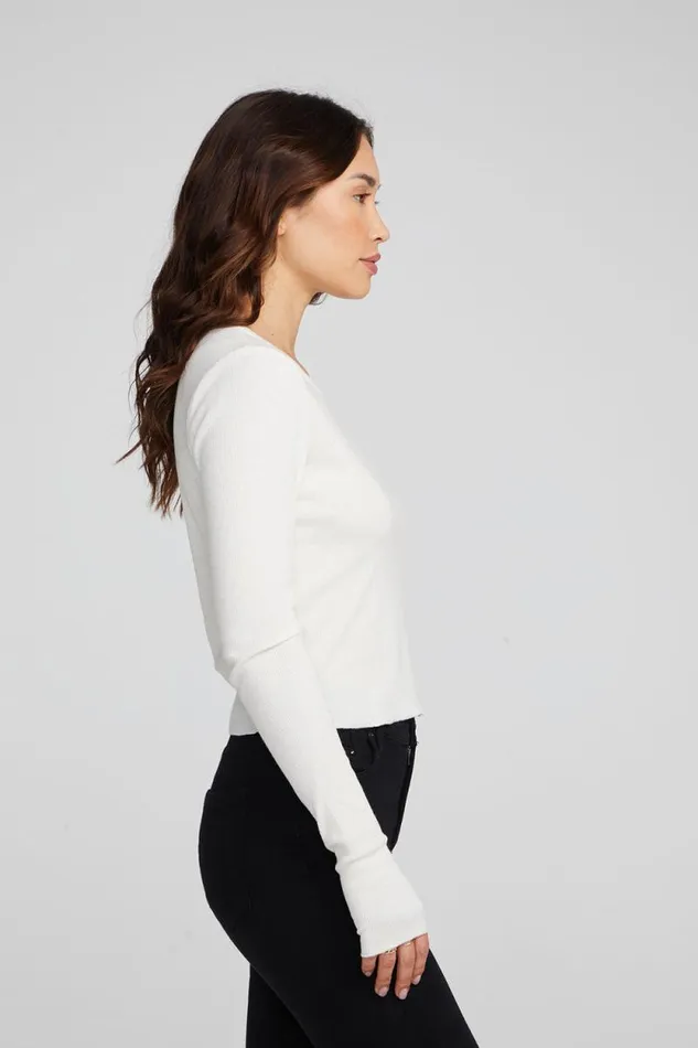 Womens Chaser Brand Tops Moonlight Bright White Long Sleeve