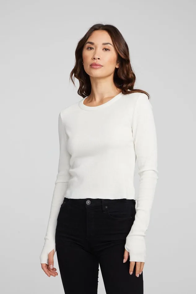 Womens Chaser Brand Tops Moonlight Bright White Long Sleeve