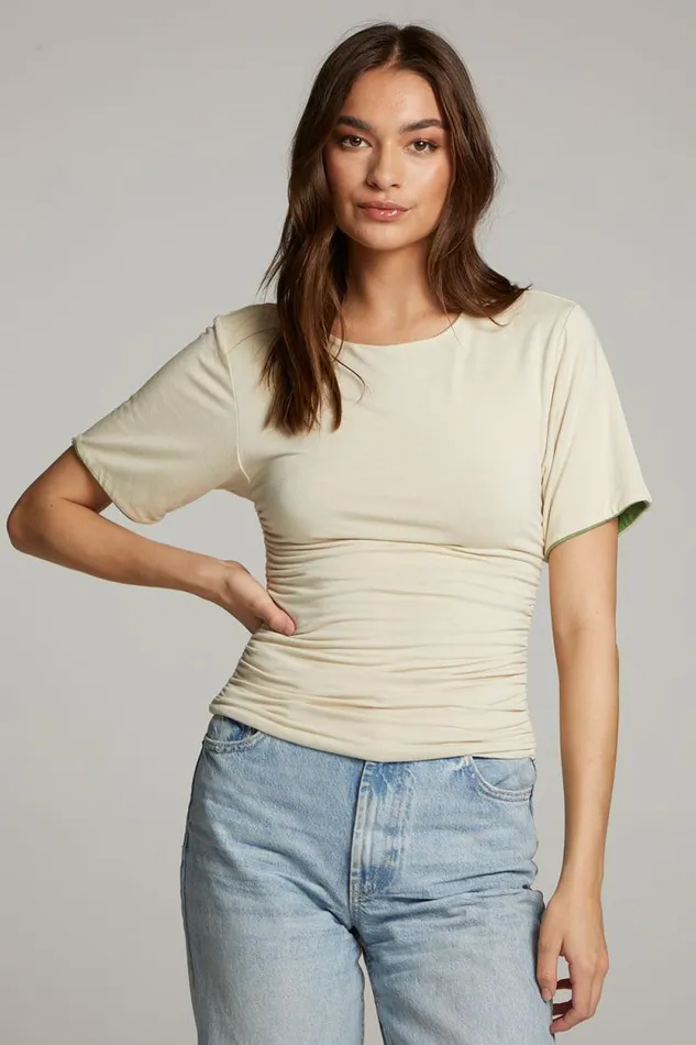 Womens Chaser Brand Tops Ocala Whitecap Grey And Piquant Green Reversible Top Womens Chaser Brand Tops Ocala Whitecap Grey And Piquant Green Reversible Top