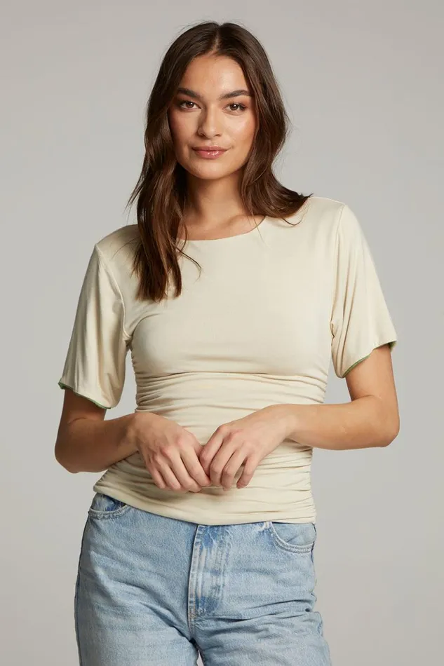 Womens Chaser Brand Tops Ocala Whitecap Grey And Piquant Green Reversible Top