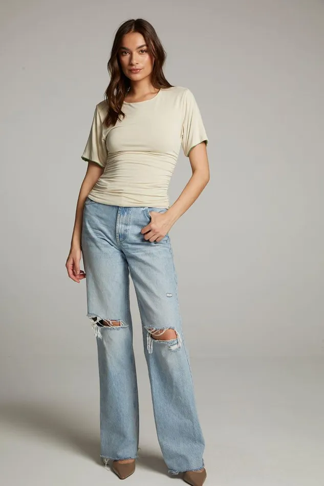Womens Chaser Brand Tops Ocala Whitecap Grey And Piquant Green Reversible Top