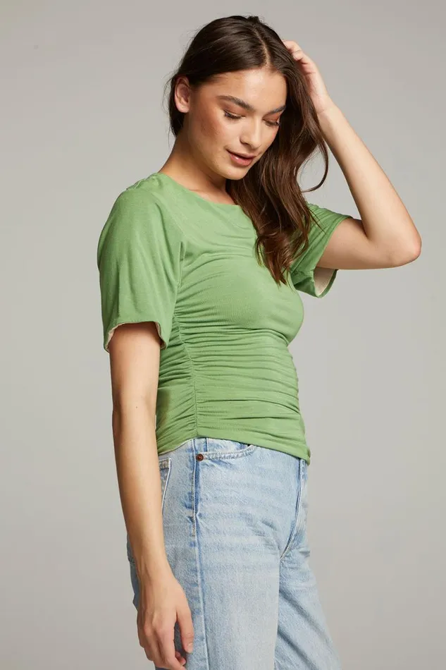 Womens Chaser Brand Tops Ocala Whitecap Grey And Piquant Green Reversible Top