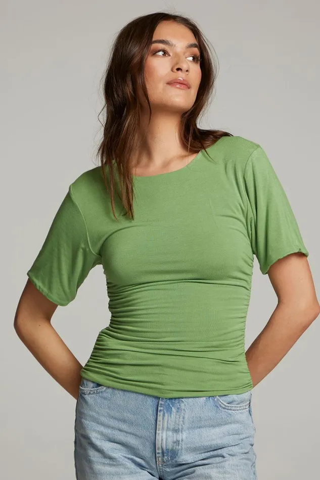 Womens Chaser Brand Tops Ocala Whitecap Grey And Piquant Green Reversible Top