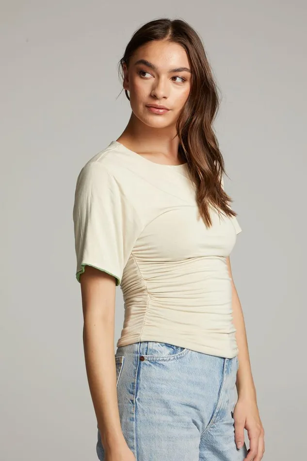 Womens Chaser Brand Tops Ocala Whitecap Grey And Piquant Green Reversible Top