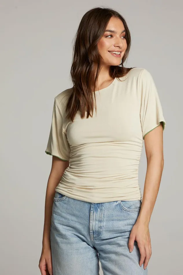 Womens Chaser Brand Tops Ocala Whitecap Grey And Piquant Green Reversible Top