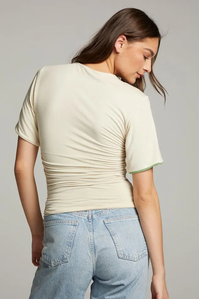 Womens Chaser Brand Tops Ocala Whitecap Grey And Piquant Green Reversible Top