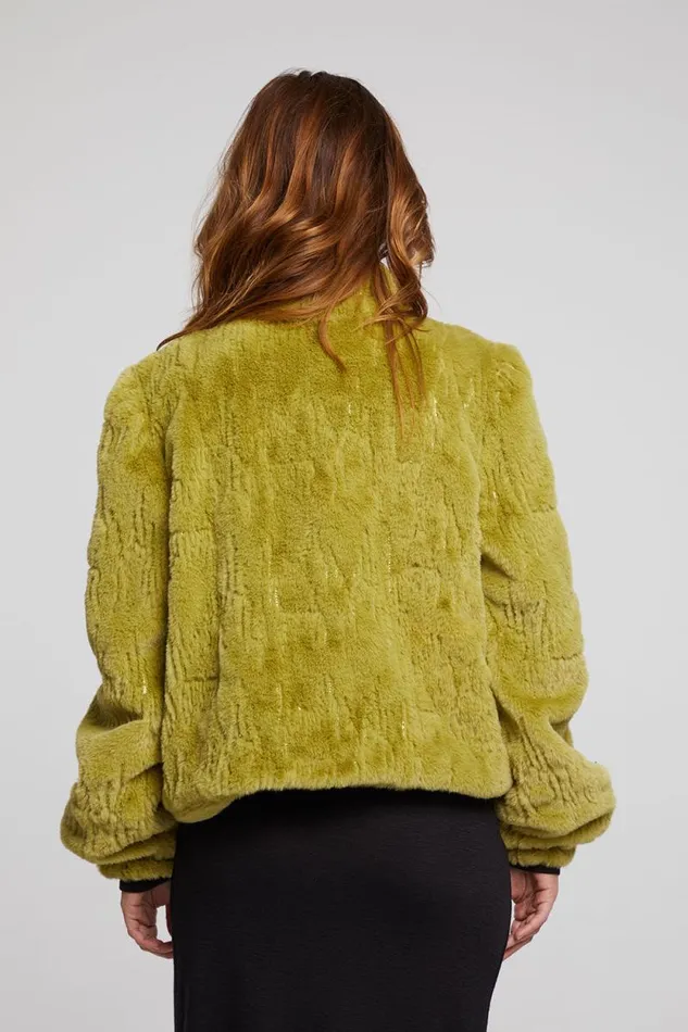 Womens Chaser Brand Tops Puff Sleeve Green Olive Jacket