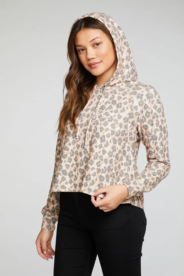 Womens Chaser Brand Tops Recycled Bliss Knit Long Sleeve Raglan Pullover Hoodie