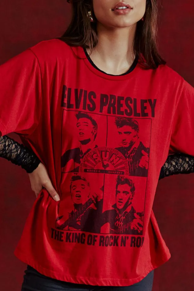 Womens Chaser Brand Tops Sun Records The King Of Rock N039 Roll Tee
