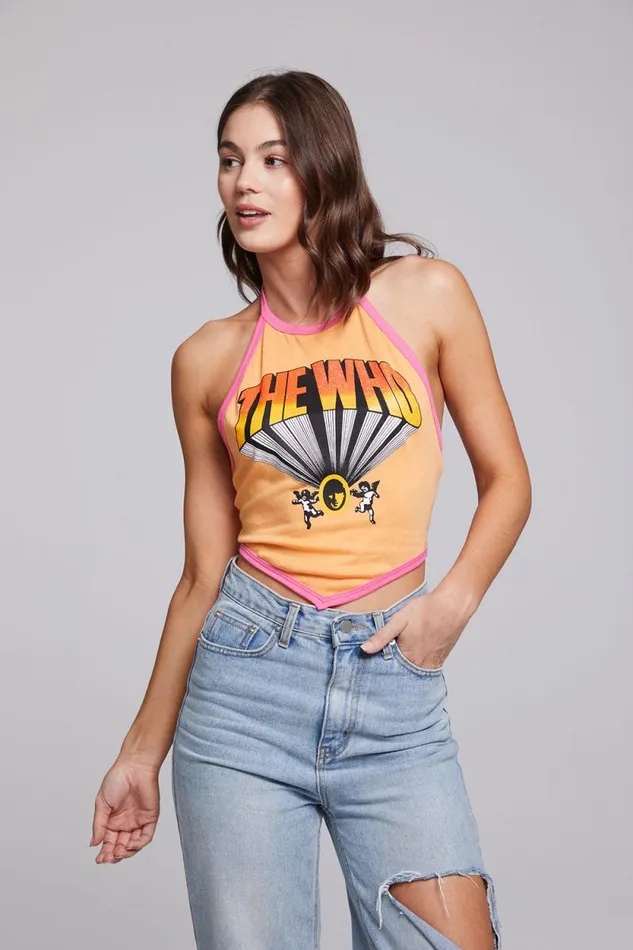 Womens Chaser Brand Tops The Who Keith Moon Wallflower Halter Top