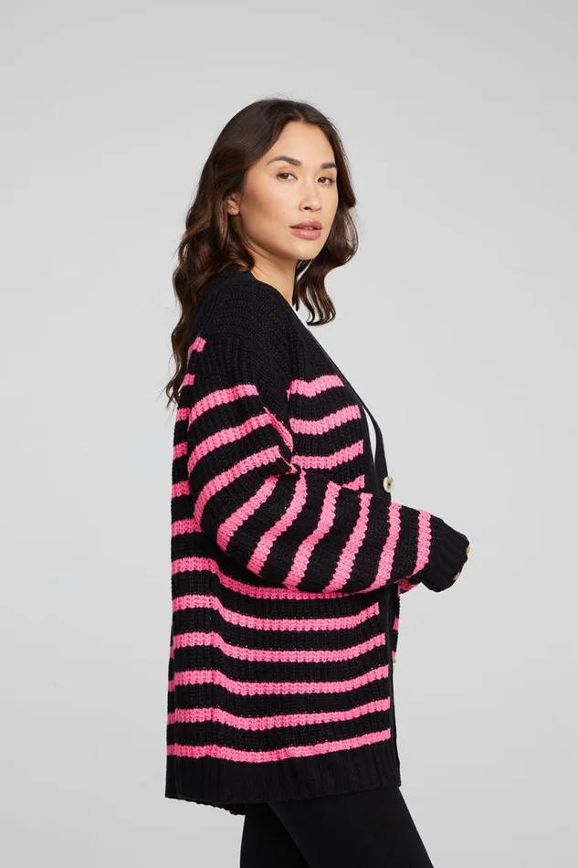 Womens Chaser Brand Tops Vibe Melrose Stripe Cardigan