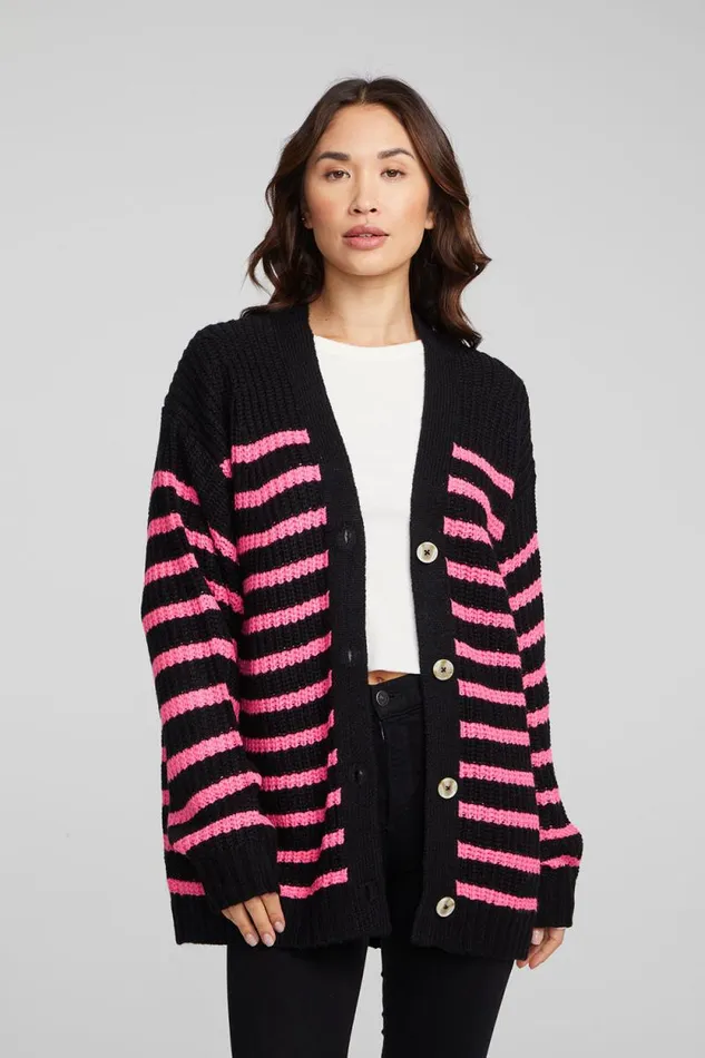 Womens Chaser Brand Tops Vibe Melrose Stripe Cardigan