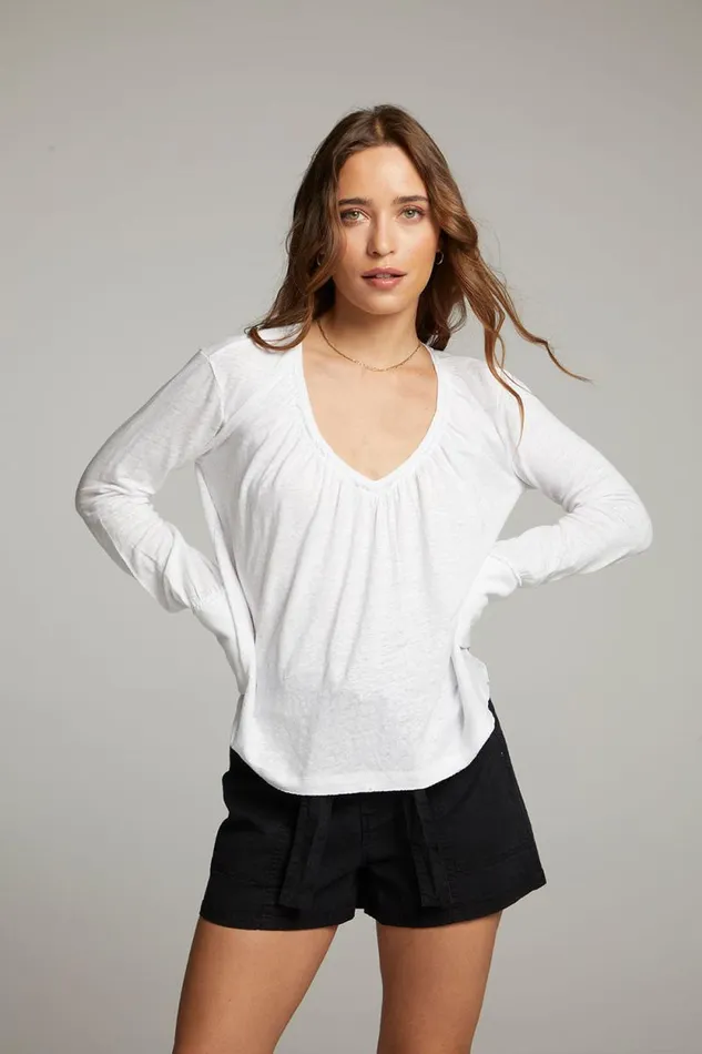 Womens Chaser Brand Tops Warren White Blouse