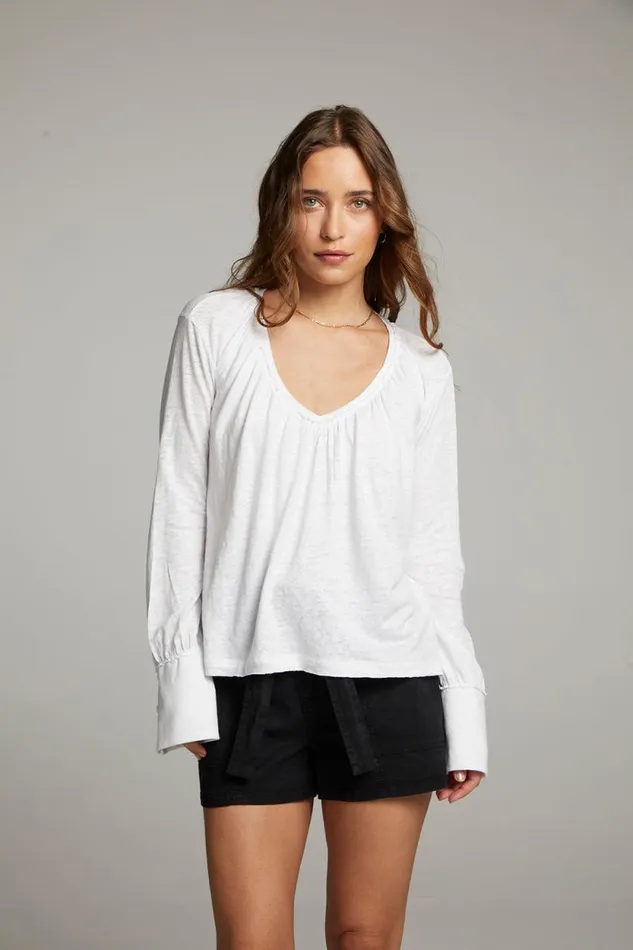 Womens Chaser Brand Tops Warren White Blouse
