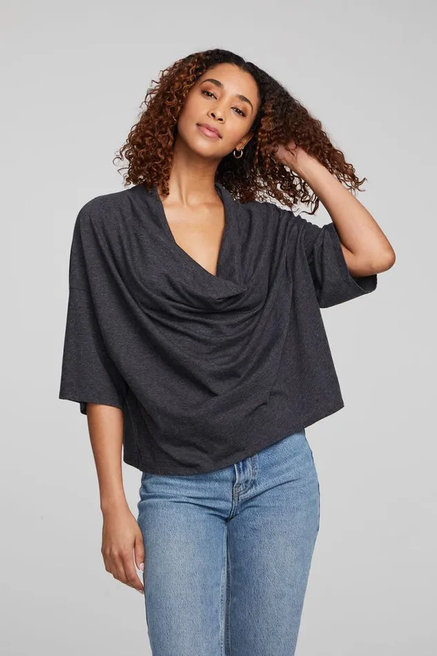 Womens Chaser Brand Tops Yoko Shadow Black Tee