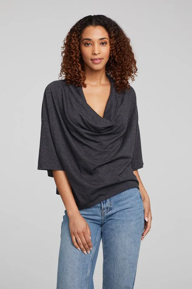Womens Chaser Brand Tops Yoko Shadow Black Tee