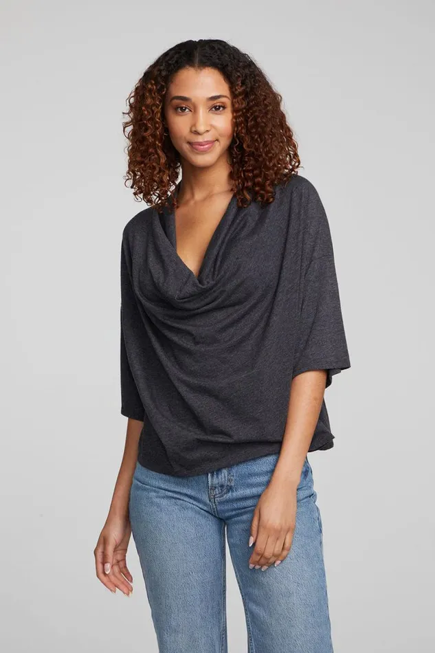 Womens Chaser Brand Tops Yoko Shadow Black Tee