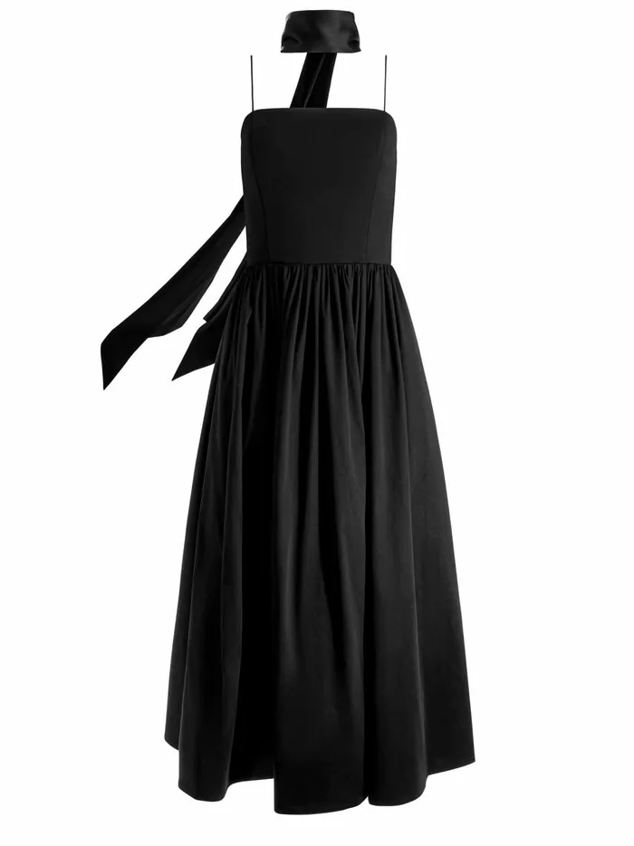 Womens Dresses Alice Olivia Glynis Spaghetti Strap Scarf Midi Dress Black
