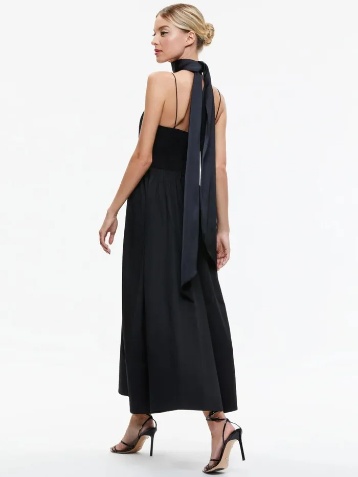 Womens Dresses Alice Olivia Glynis Spaghetti Strap Scarf Midi Dress Black