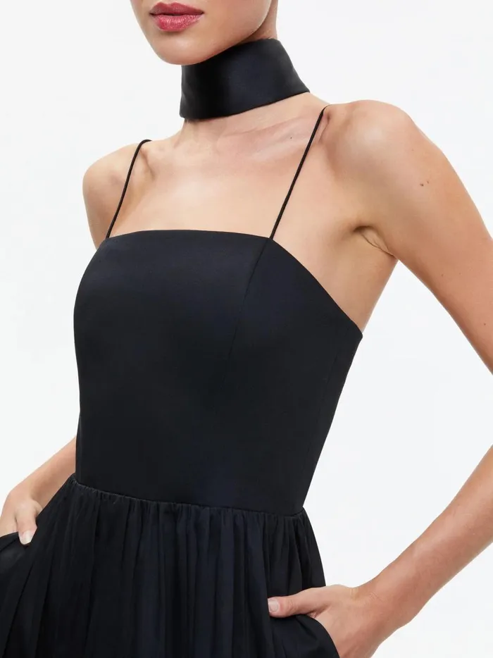 Womens Dresses Alice Olivia Glynis Spaghetti Strap Scarf Midi Dress Black