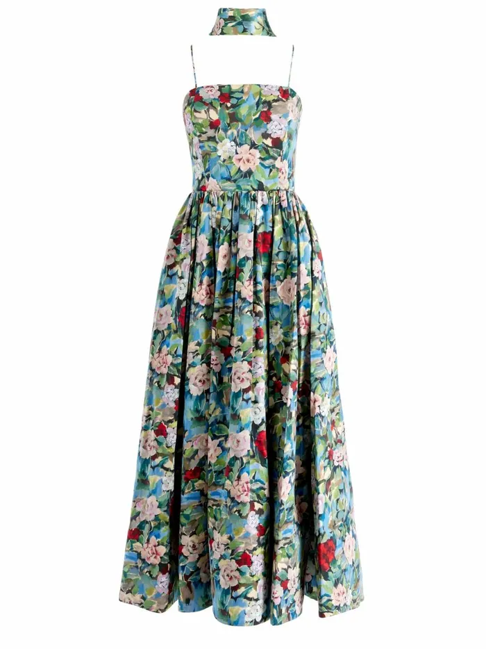 Womens Dresses Alice Olivia Glynis Spaghetti Strap Scarf Midi Dress Breeze Floral
