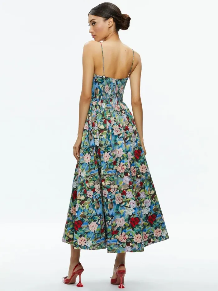 Womens Dresses Alice Olivia Glynis Spaghetti Strap Scarf Midi Dress Breeze Floral