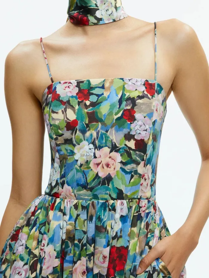 Womens Dresses Alice Olivia Glynis Spaghetti Strap Scarf Midi Dress Breeze Floral
