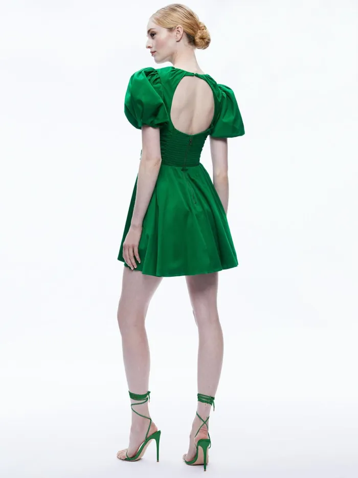 Womens Dresses Alice Olivia Kylan Puff Sleeve Mini Dress Emerald