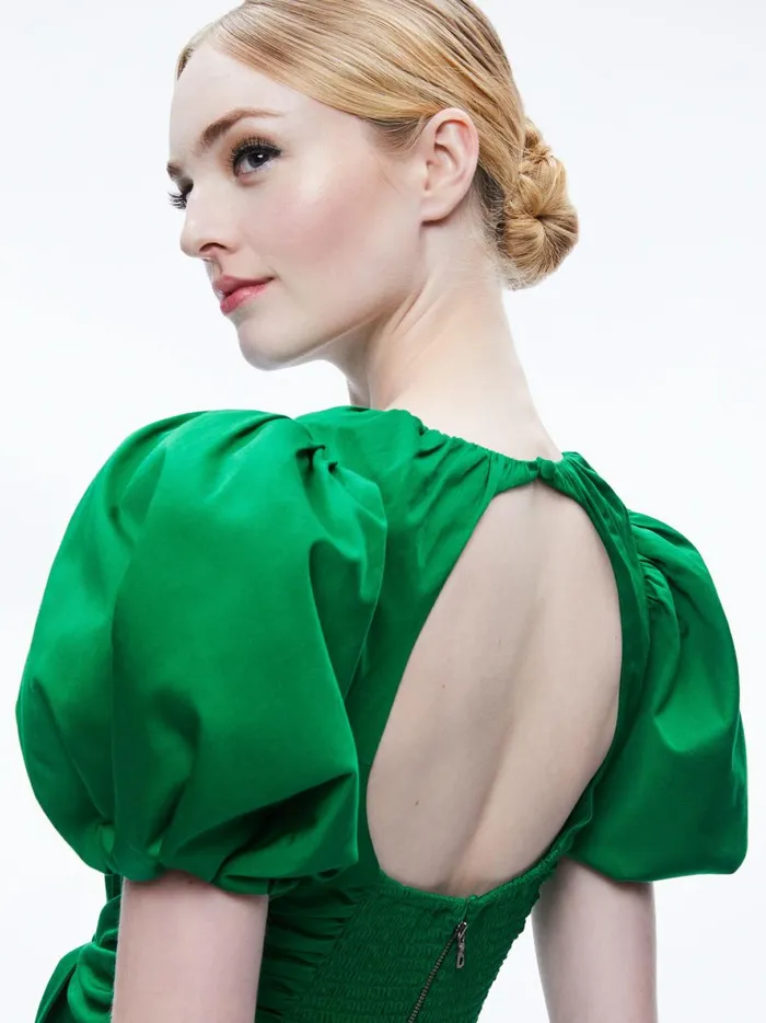 Womens Dresses Alice Olivia Kylan Puff Sleeve Mini Dress Emerald
