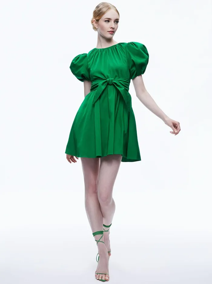 Womens Dresses Alice Olivia Kylan Puff Sleeve Mini Dress Emerald