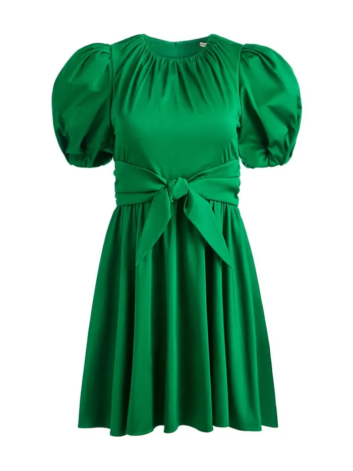 Womens Dresses Alice Olivia Kylan Puff Sleeve Mini Dress Emerald