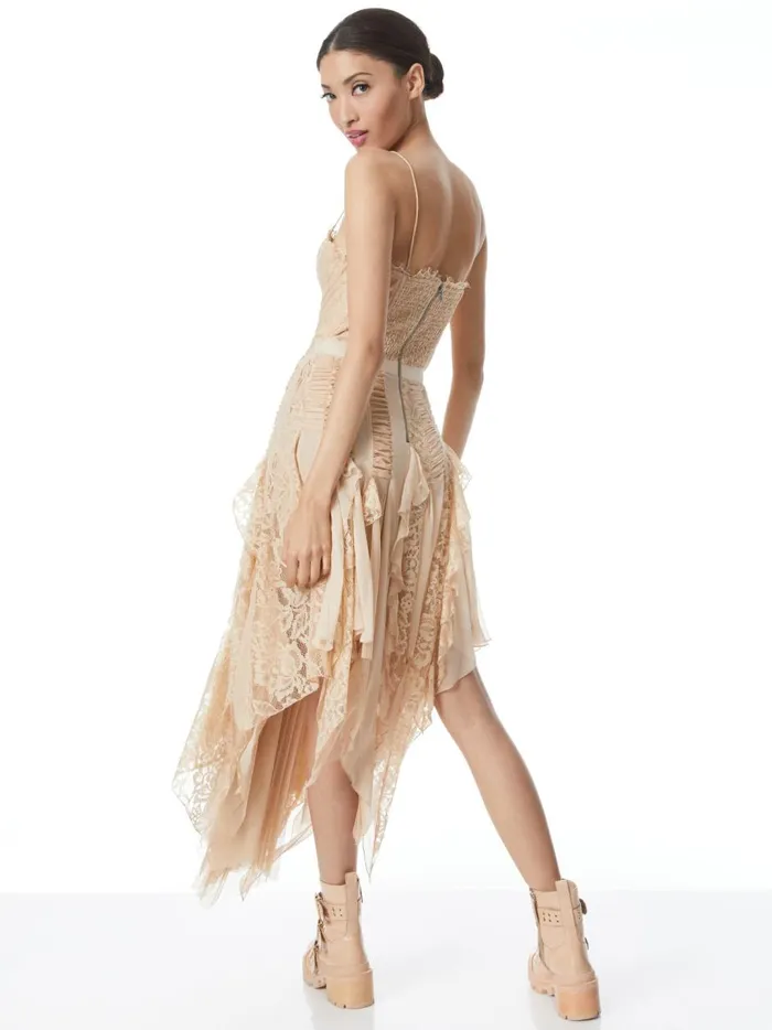 Womens Dresses Alice Olivia Maritza Bustier Asymmetric Midi Dress Almond