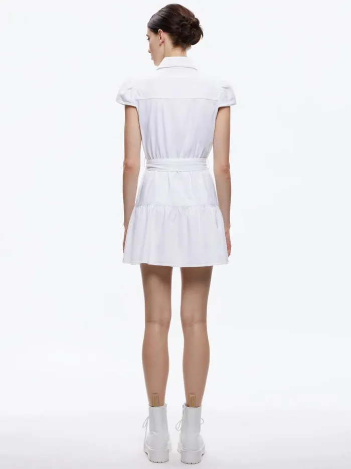 Womens Dresses Alice Olivia Miranda Mini Denim Dress White