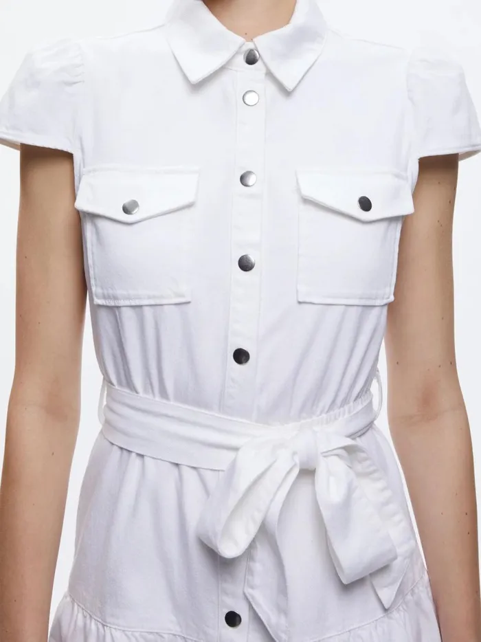 Womens Dresses Alice Olivia Miranda Mini Denim Dress White