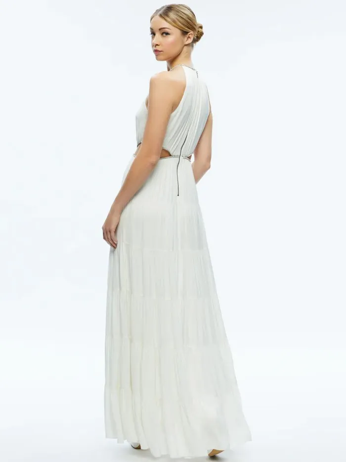 Womens Dresses Alice Olivia Myrtice Embellished Cut Out Maxi Dress Off White