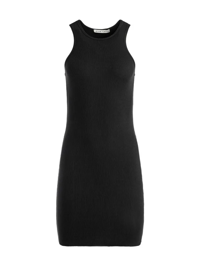 Womens Dresses Alice Olivia Pania Racerback Ribbed Mini Dress Black